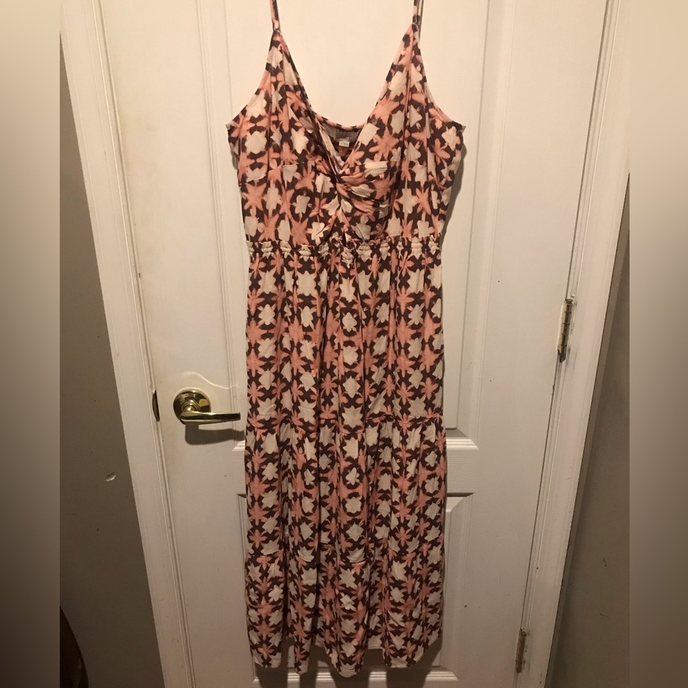 LOFT Pink and Black Floral Dress